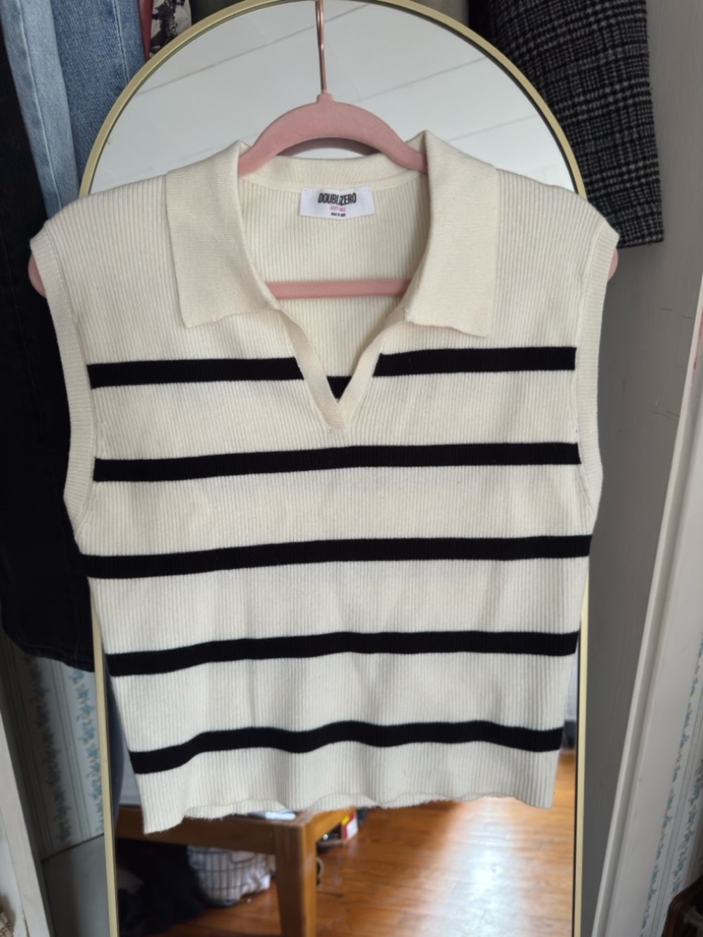 Striped Knit Sleeveless Sweater Top